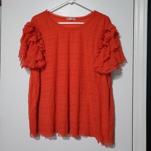 Zoey & Leelo Women's Ruffled Red Top Size 3X
